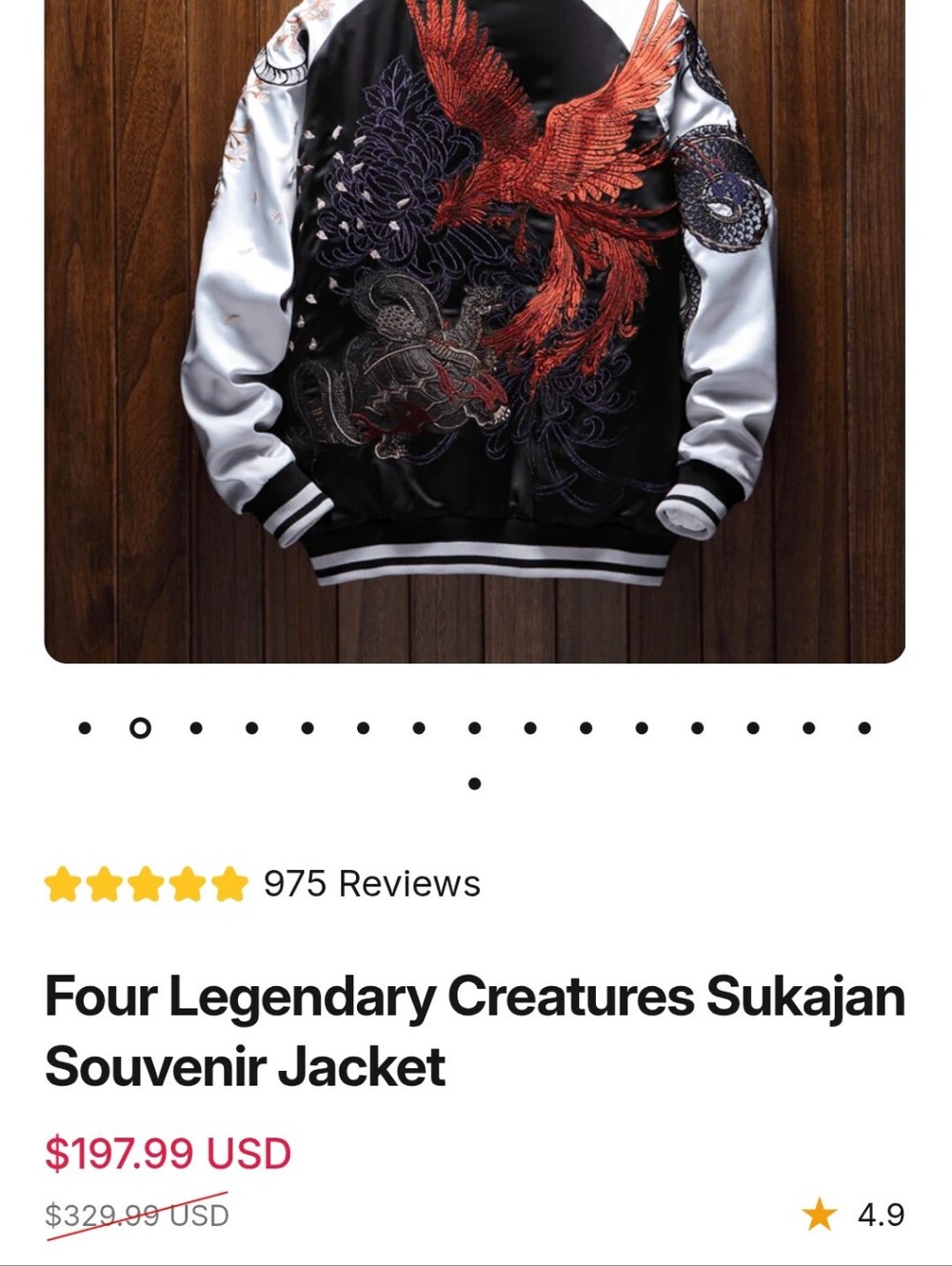 Koisea Black & Silver Embroidered Dragon Tiger Bomber Jacket - Picture 10 of 10
